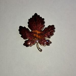 Fall Enamel Maple Leaf Goldtone Brooch Pin